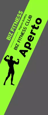 Striscione di apertura del centro benessere con sagoma di uomo su base fluorescente