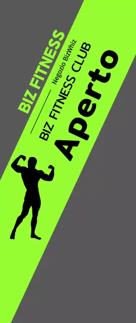 Striscione di apertura del centro benessere con sagoma di uomo su base fluorescente