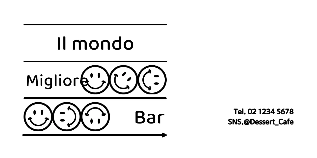 Per informazioni e servizi di caffetteria con uno stile pulito e semplice di combinazione di testo e icona