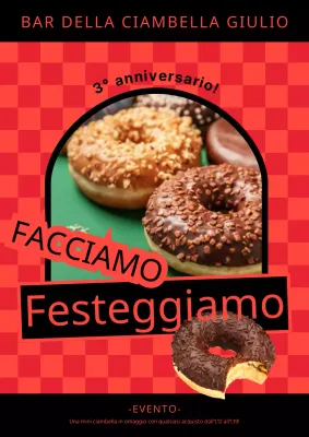 Donazione di ciambelle con sfondo a scacchiera rosso (webposter verticale)