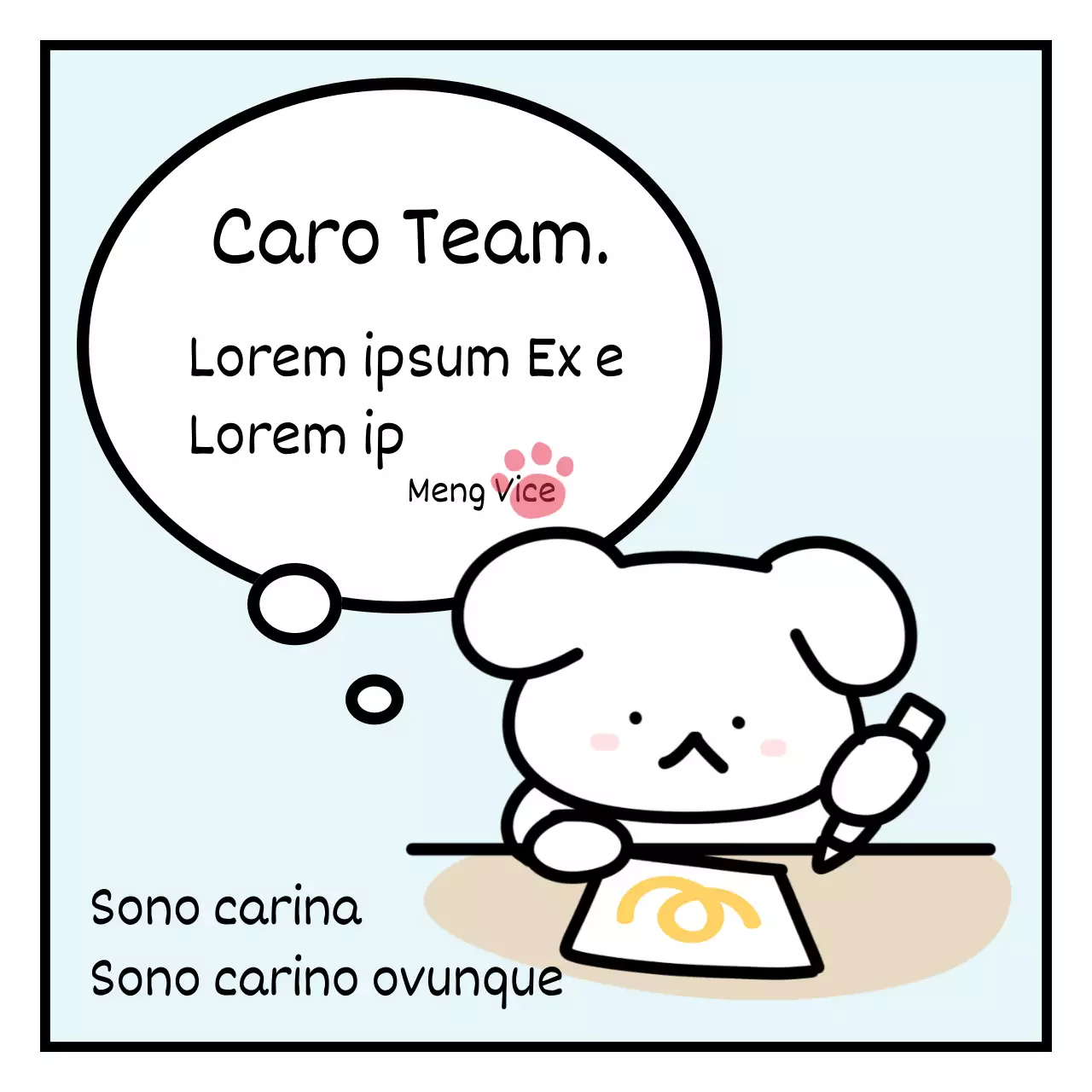 Tweet di dimissioni in stile emoji con un cane azzurro e bianco