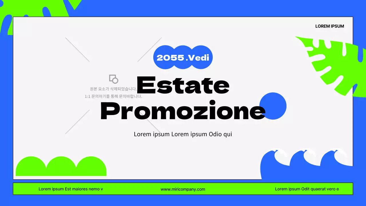 Breve promozionale estivo con tonalità di blu e fluorescenti