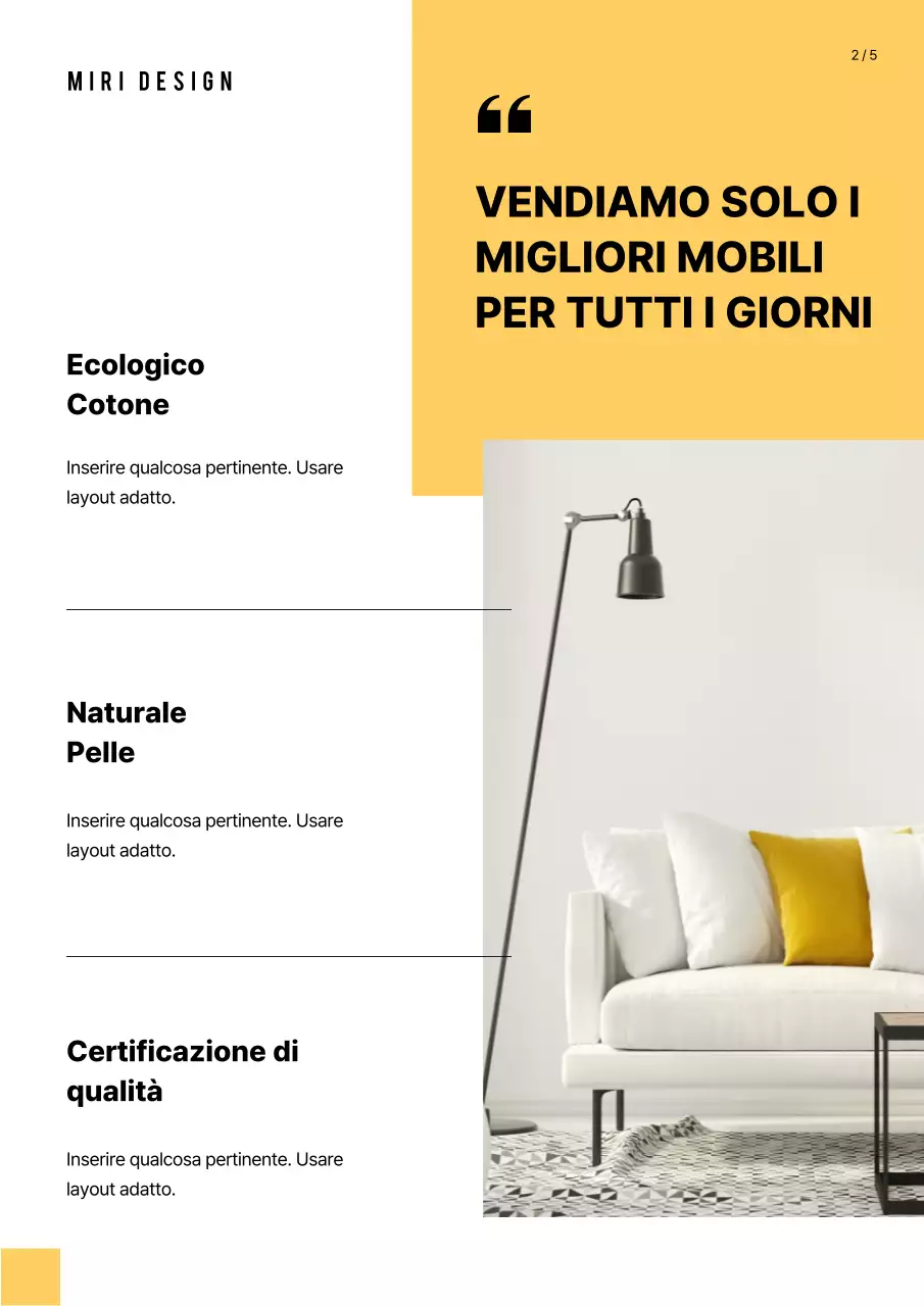 Catalogo dei prodotti di arredamento in giallo
