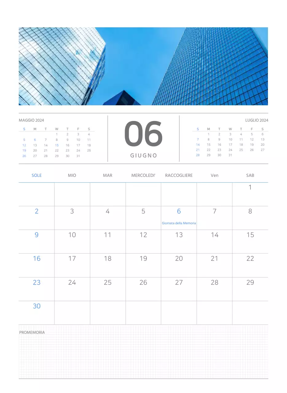 Calendario da parete di concetto aziendale semplice in blu e bianco