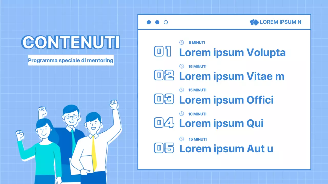 Presentazione del tutoraggio del lavoro in azzurro