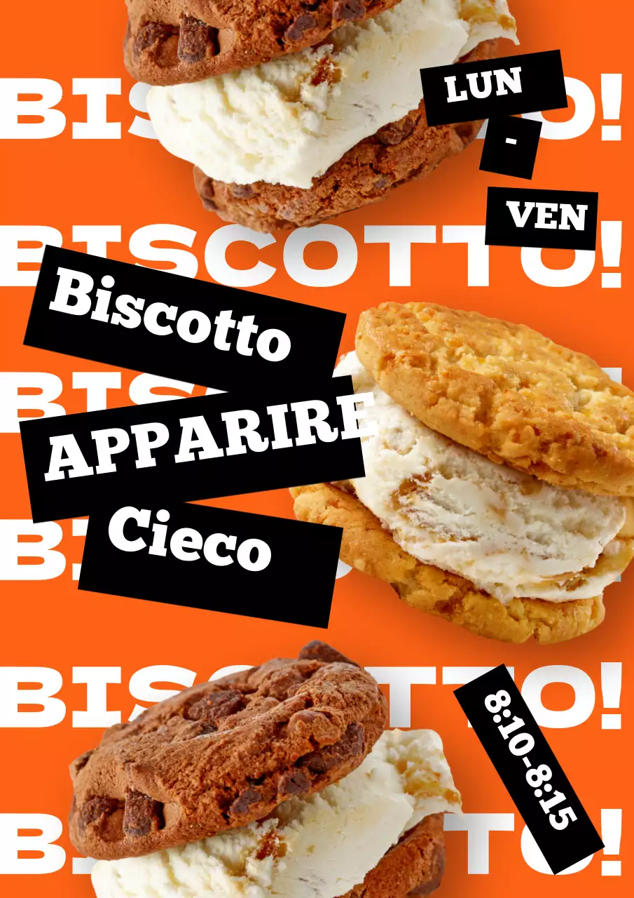 Poster del pop-up store di dessert a tema arancione