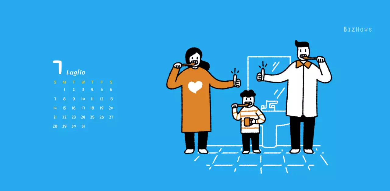 Calendario di Capodanno con simpatiche illustrazioni al tratto