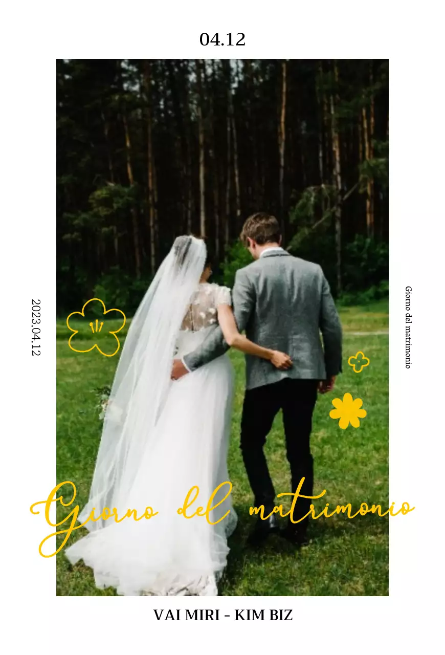 Illustrazione floreale di primavera concetto di invito di nozze in chartreuse e giallo