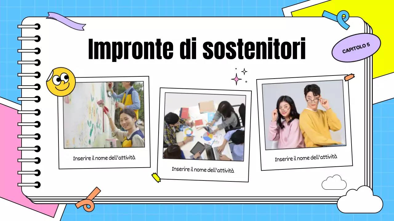 Presentazione del testimonial dei sostenitori a forma di biglietto kitsch in rosa e azzurro
