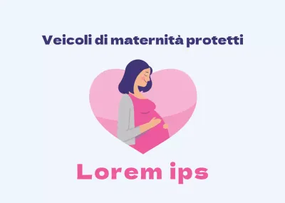 Illustrazione azzurro-rosa di donne incinte che salgono a bordo di un veicolo