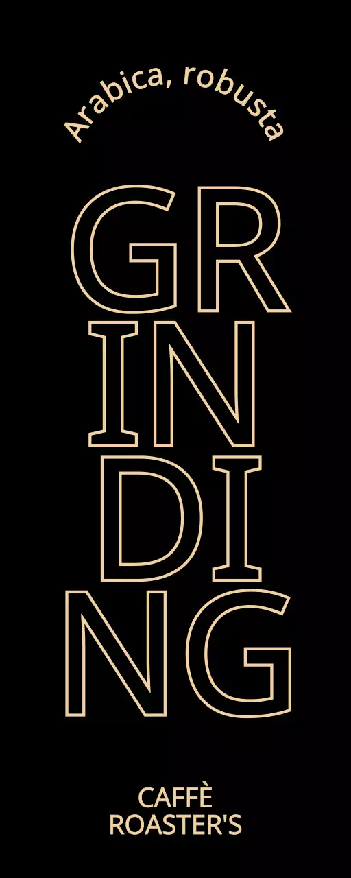 Promozione di un caffè con un concetto semplice e raffinato in testo nero e beige.