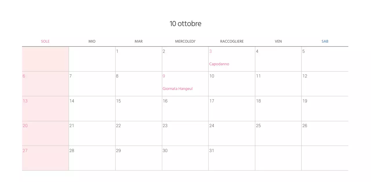 Calendario della chiesa con calde illustrazioni