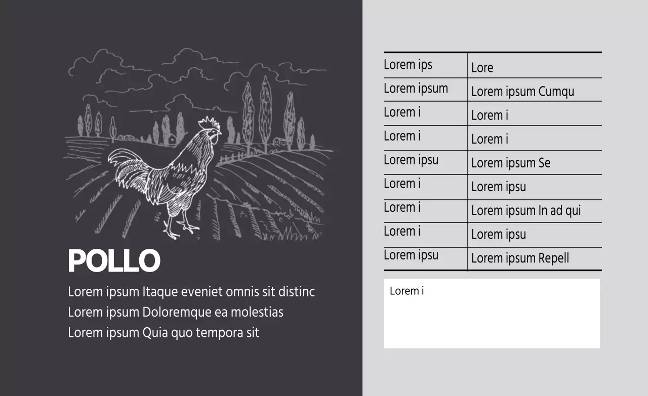 Etichetta illustrata grigia per la confezione del petto di pollo