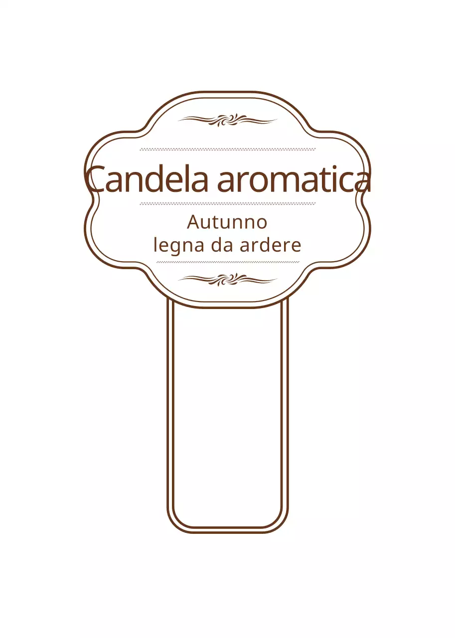 Candela semplice e sentimentale in stile cornice in marrone e bianco con etichetta adesiva di istruzioni