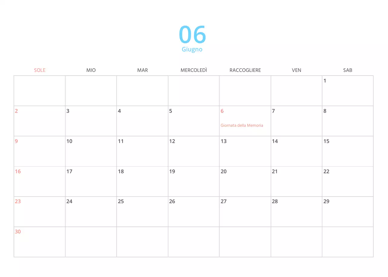Calendario illustrato multicolore