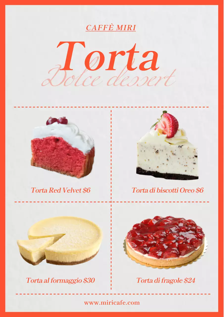 Il menu dei dessert del caffè alla moda di Red Point