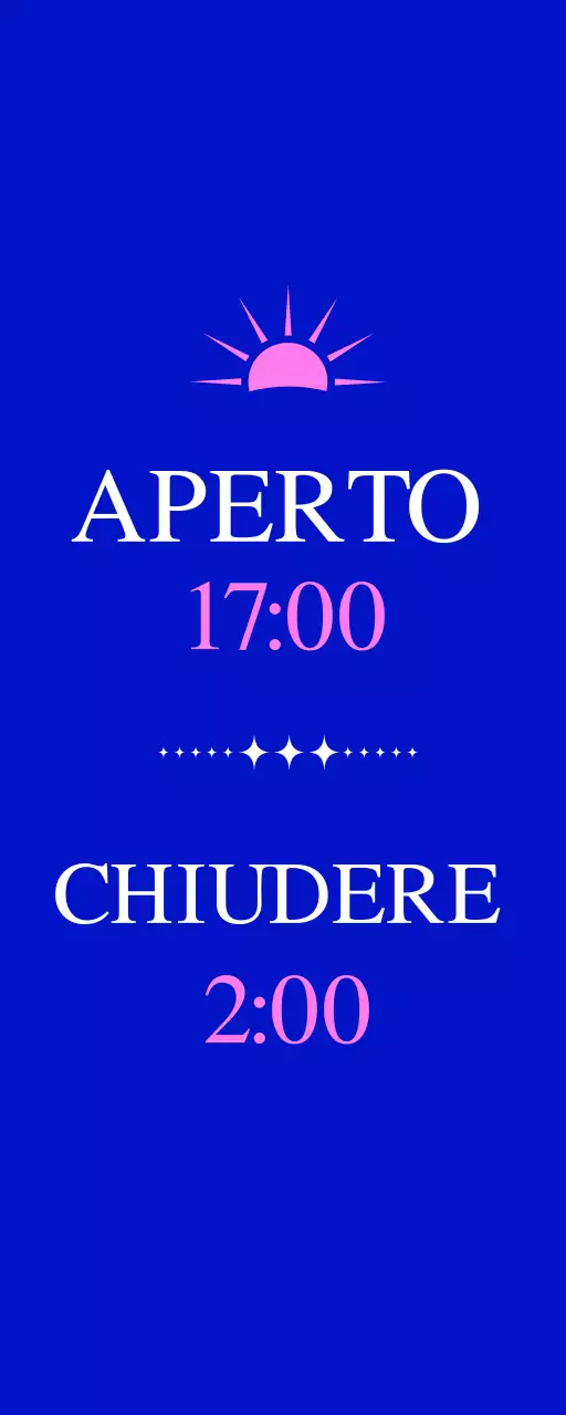 Promuovere un cocktail bar con l'illustrazione di un sole blu e rosa