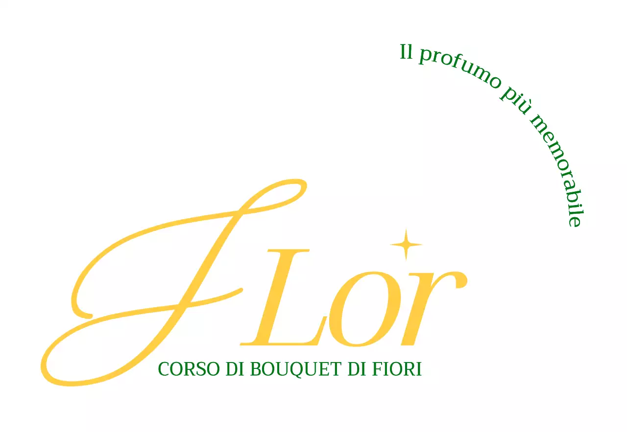 Un semplice testo verde e giallo per promuovere un negozio di fioristi