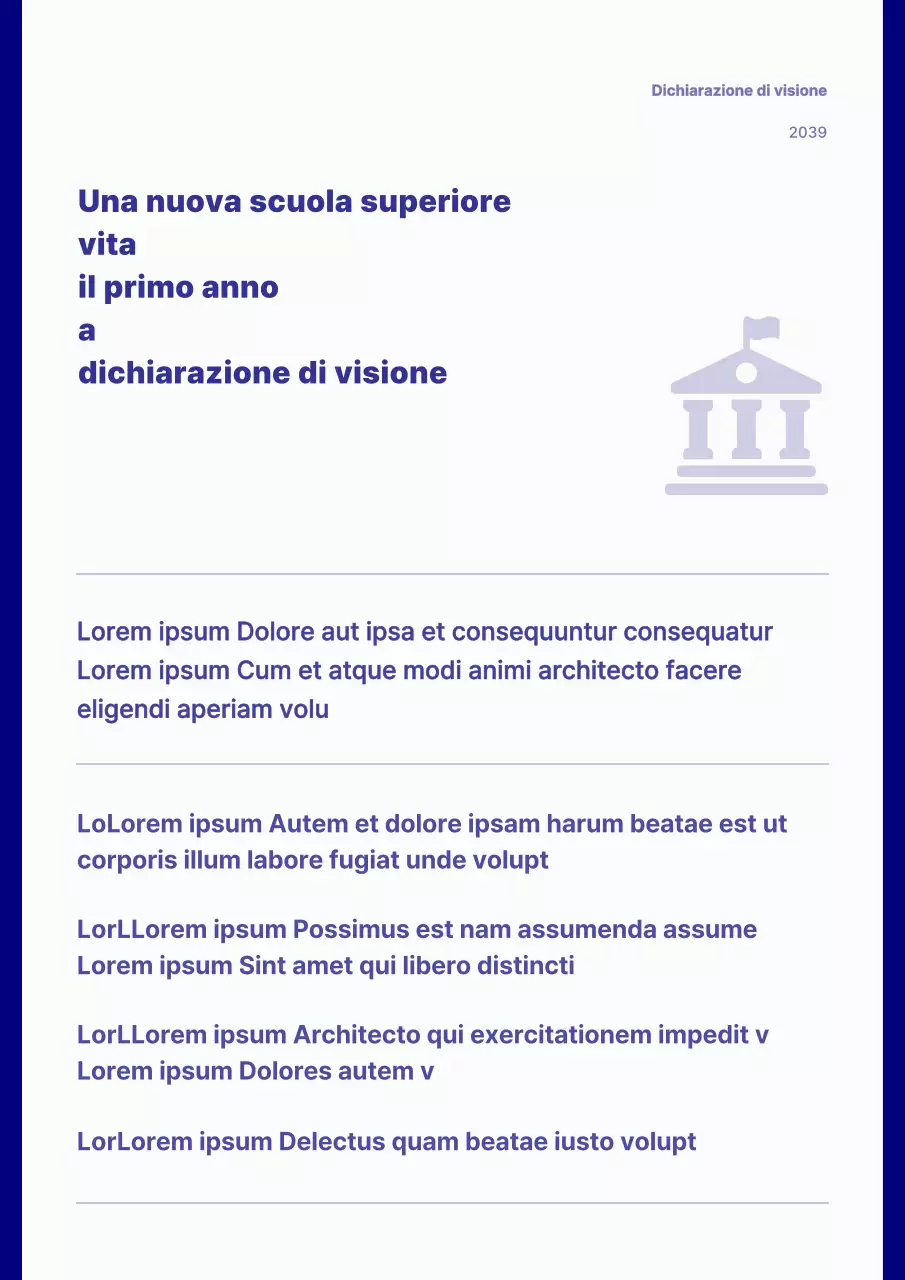 Una semplice dichiarazione di visione concettuale in blu navy e bianco.