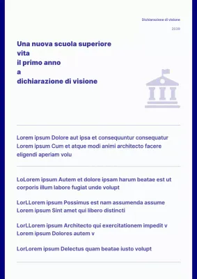 Una semplice dichiarazione di visione concettuale in blu navy e bianco.