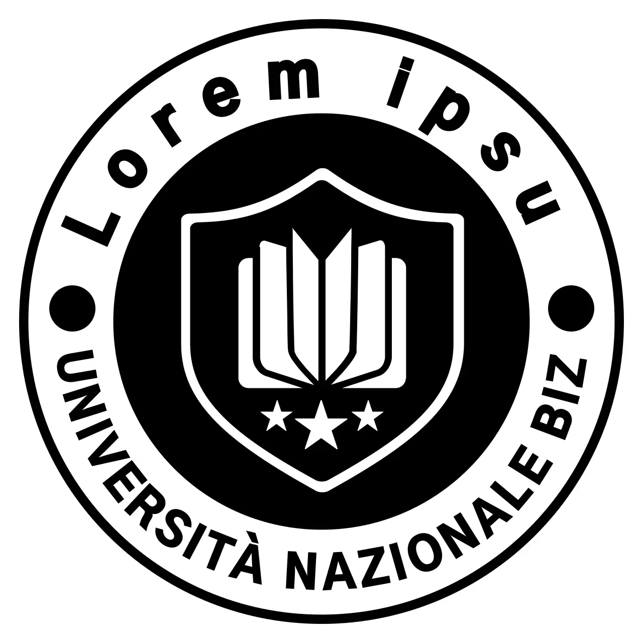 Stile semplice e moderno del logo con emblema universitario per scopi promozionali e divulgativi