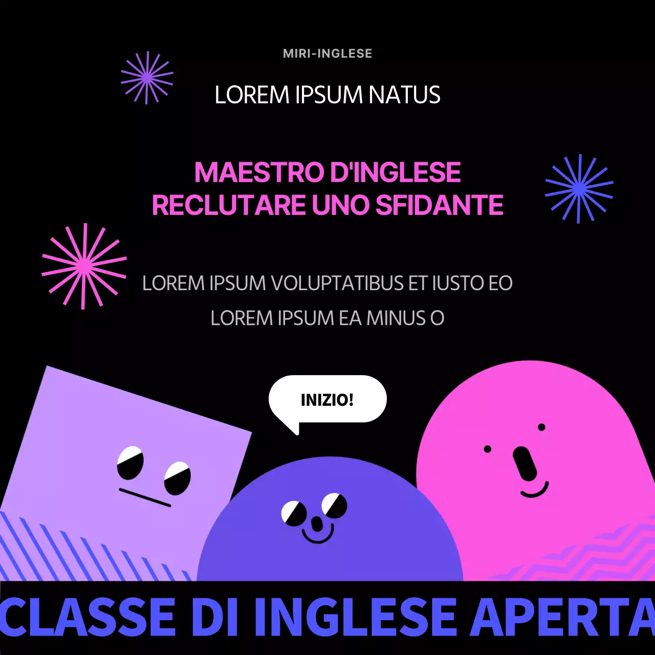 Programma di Master in inglese in nero e viola