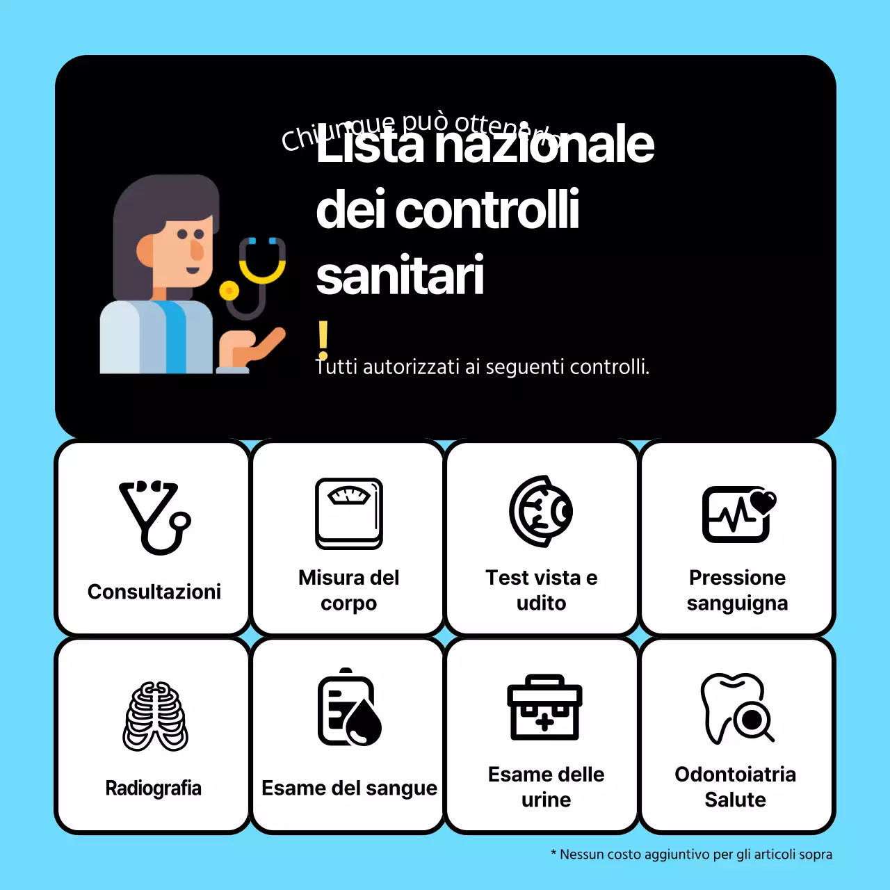 Semplice icona 3D azzurra e nera per vedere chi ha bisogno di un controllo sanitario