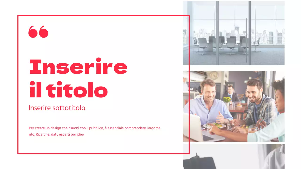 Presentazione della discussione con evidenziazione del testo e disposizione delle foto in rosso