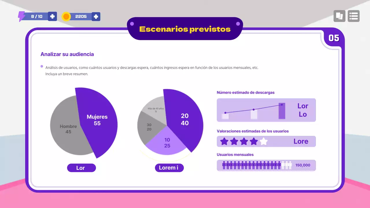 Propuesta de concepto de juego escolar en morado