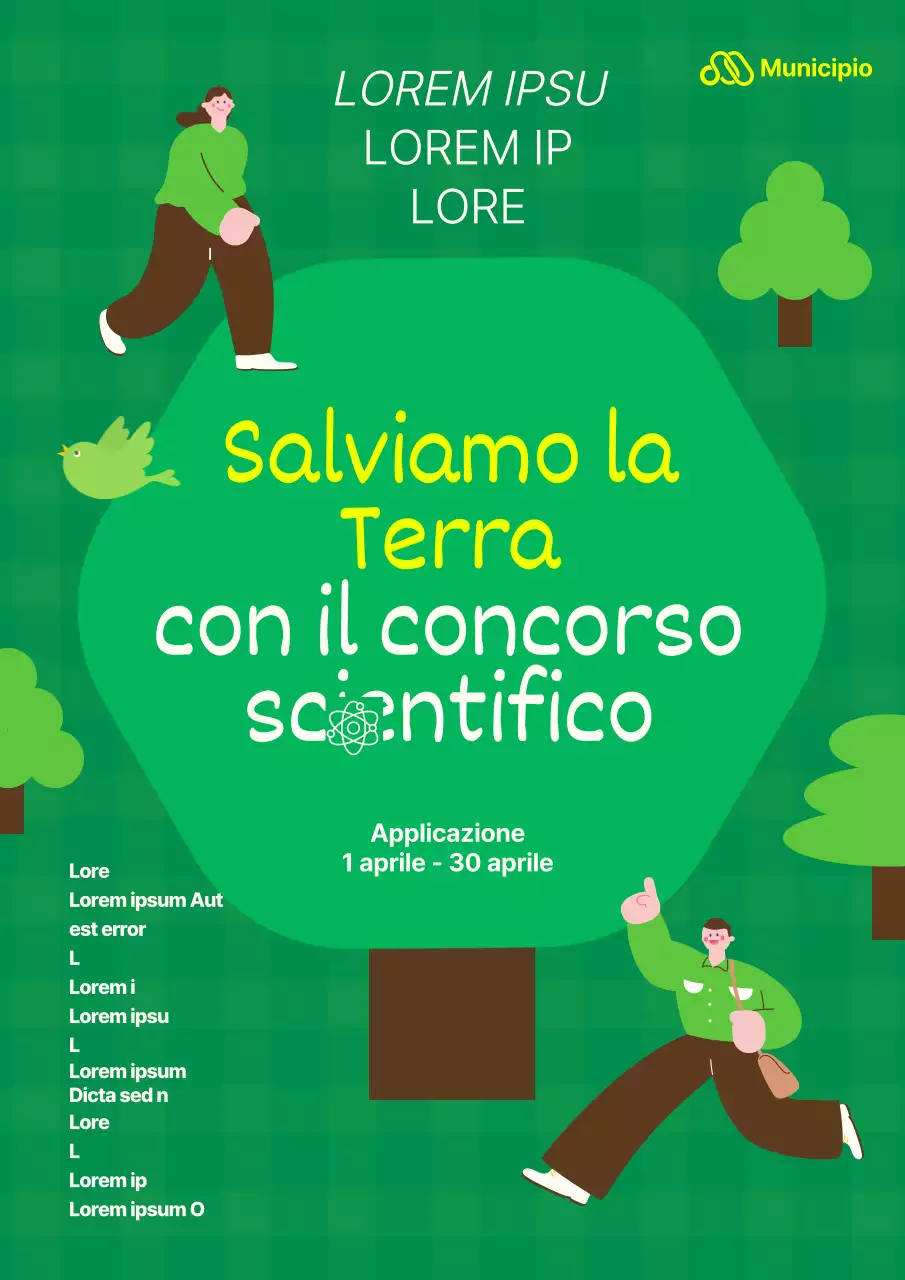 Illustrazione dell'Albero Verde Mese della Scienza Giornata della Terra Concorso Salviamo il Pianeta