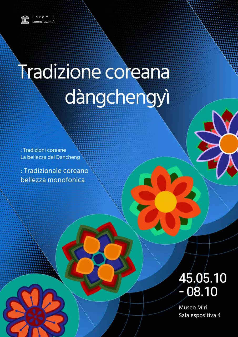 Nero Blu Modello moderno Mostra di illustrazione coreana Dancheong