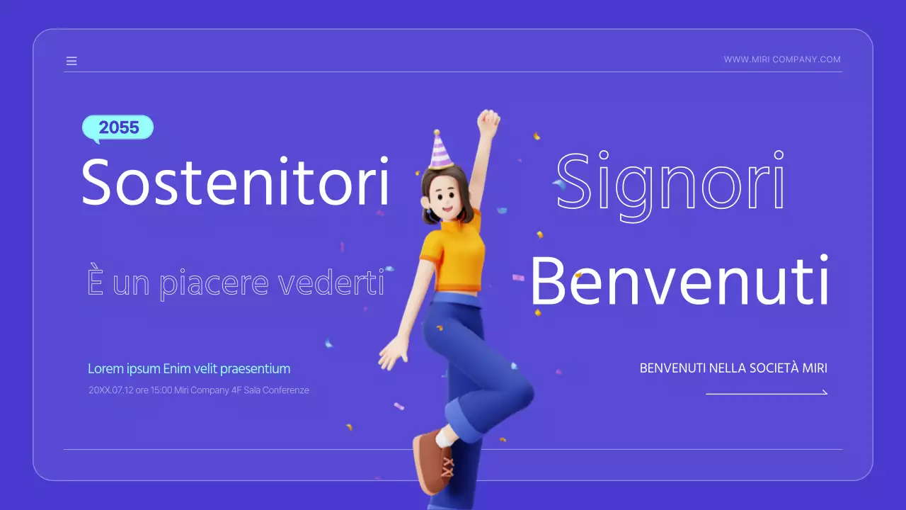 Annuncio di lancio kitsch con simpatiche illustrazioni blu