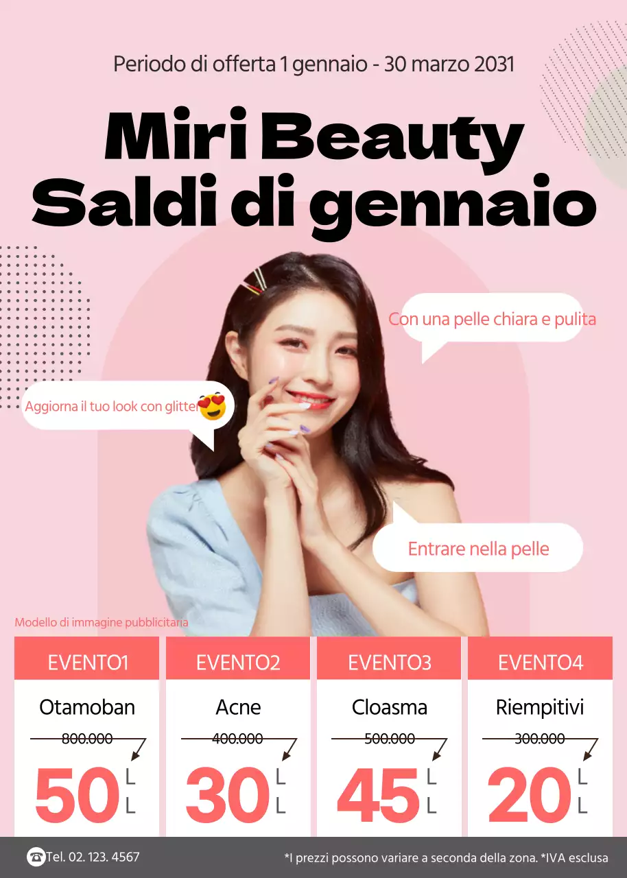 Vendita di bellezza evidenziata con testo a bolle rosa