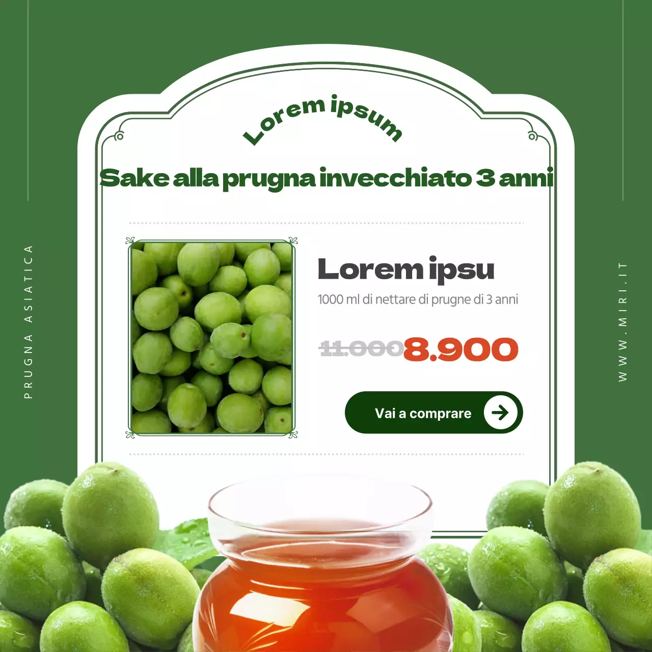 I benefici delle prugne in un ambiente verde cardnews design