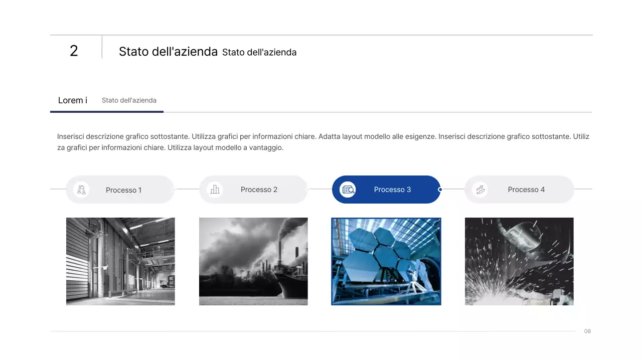 Semplice presentazione infografica aziendale con gradienti blu e verdi