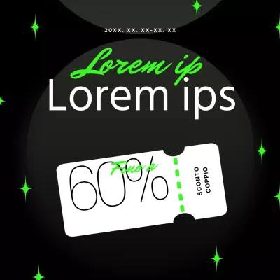 Promuovete un coupon di vendita stagionale moderno e kitsch in bianco e nero con colori al neon