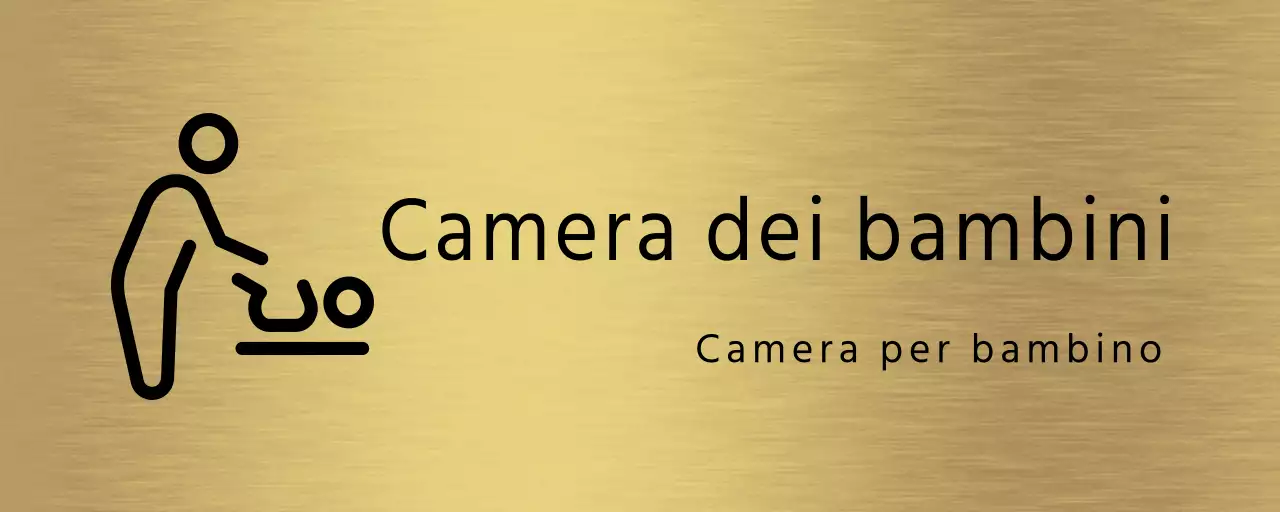 Semplice cartello segnaposto con nome e icona della stanza dei bambini in nero