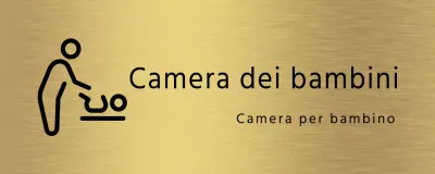 Semplice cartello segnaposto con nome e icona della stanza dei bambini in nero