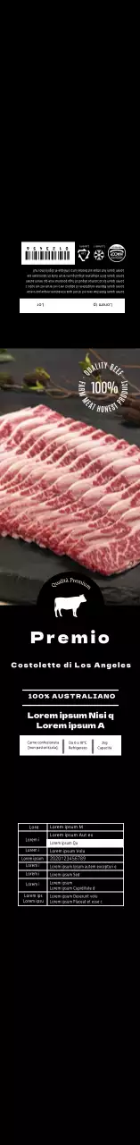 Etichetta nera con foto delle costole