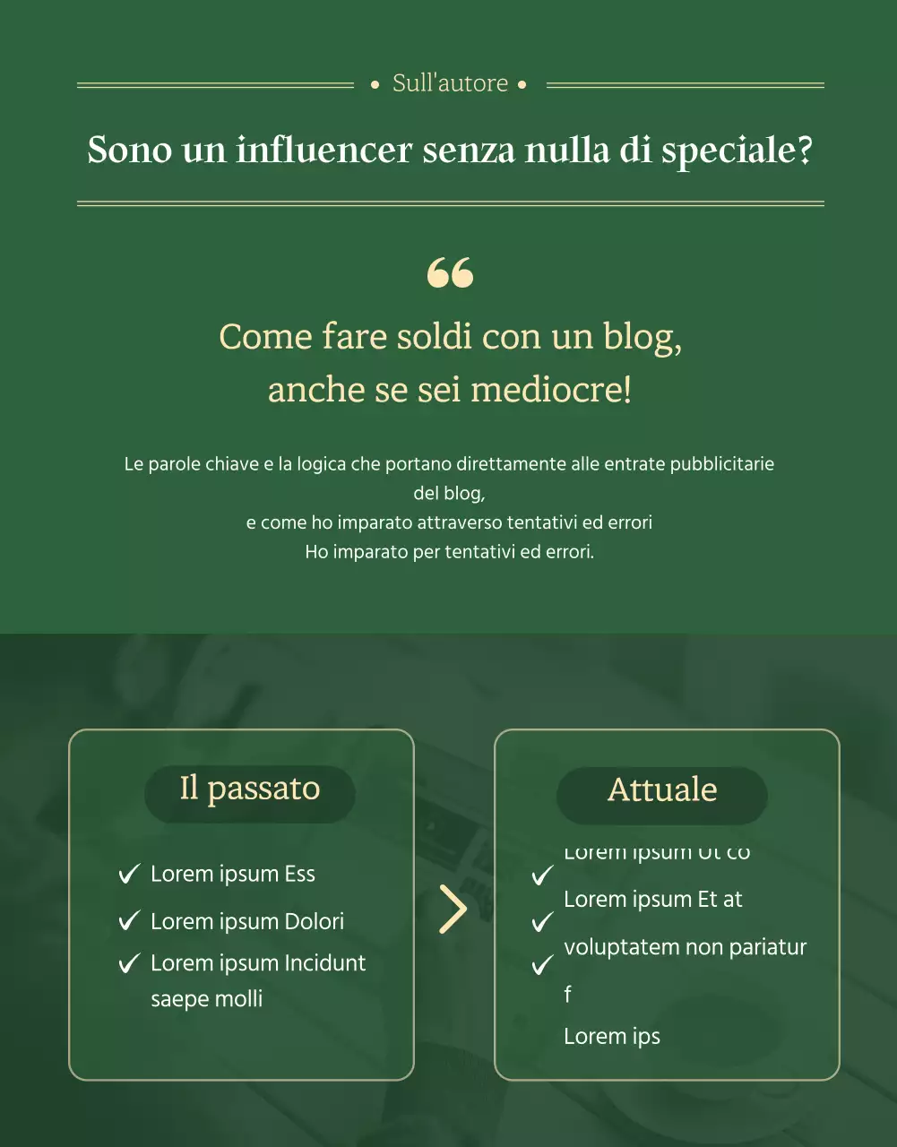 Una pagina promozionale dell'ebook pulita e verde
