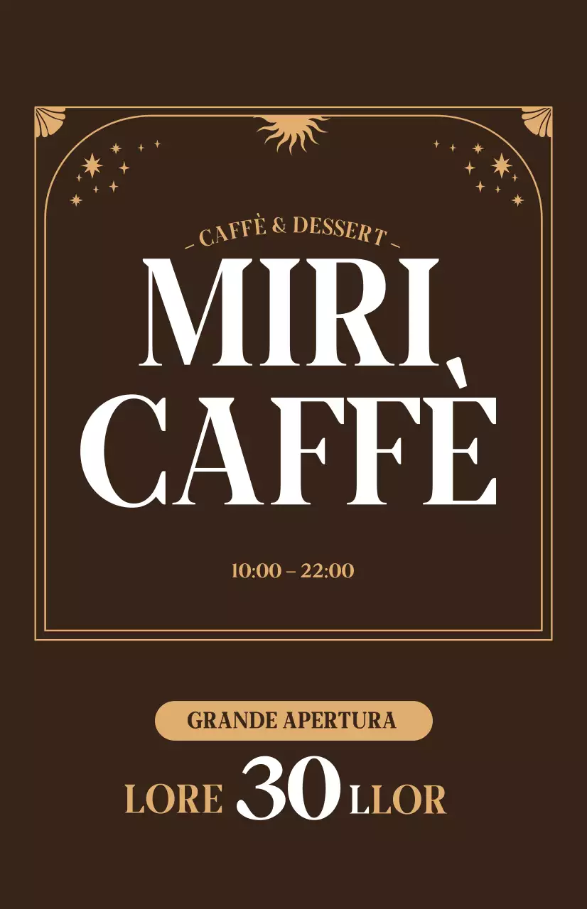 Promuovere lo sconto per l'apertura di un caffè con un'atmosfera beige su uno sfondo marrone