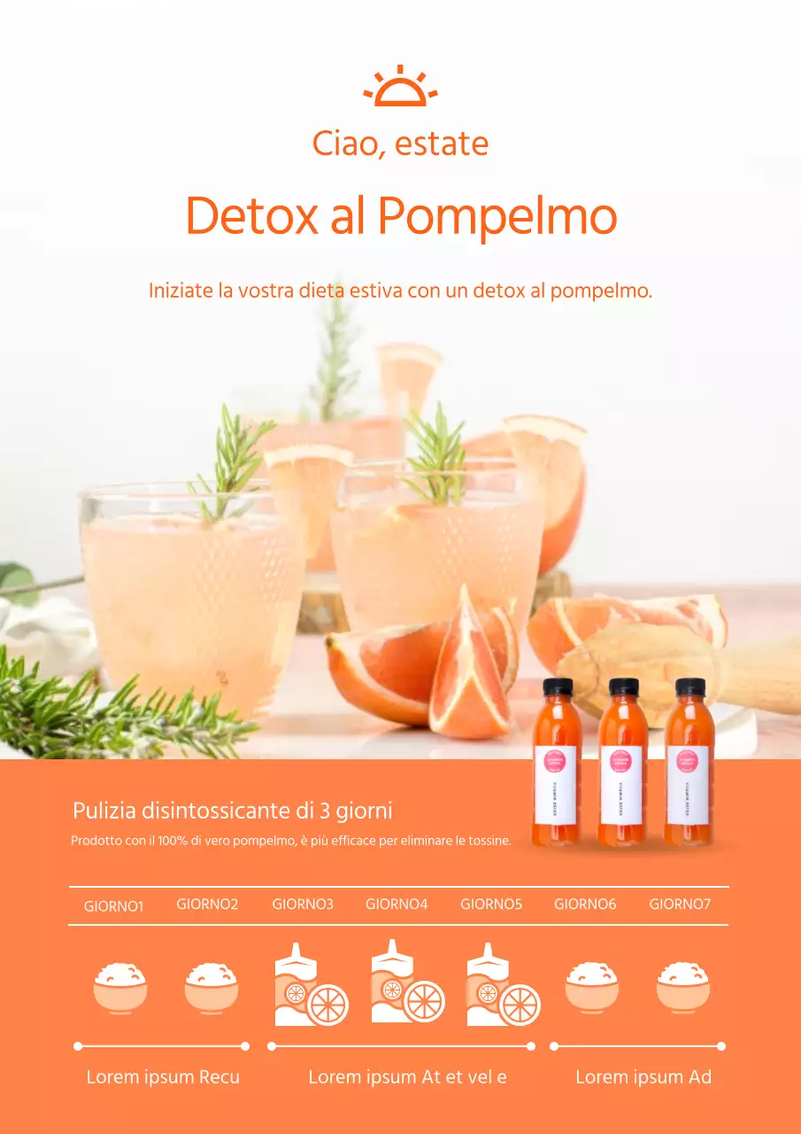 Promuovere l'uso di prodotti detox a base di pompelmo con colori arancioni.
