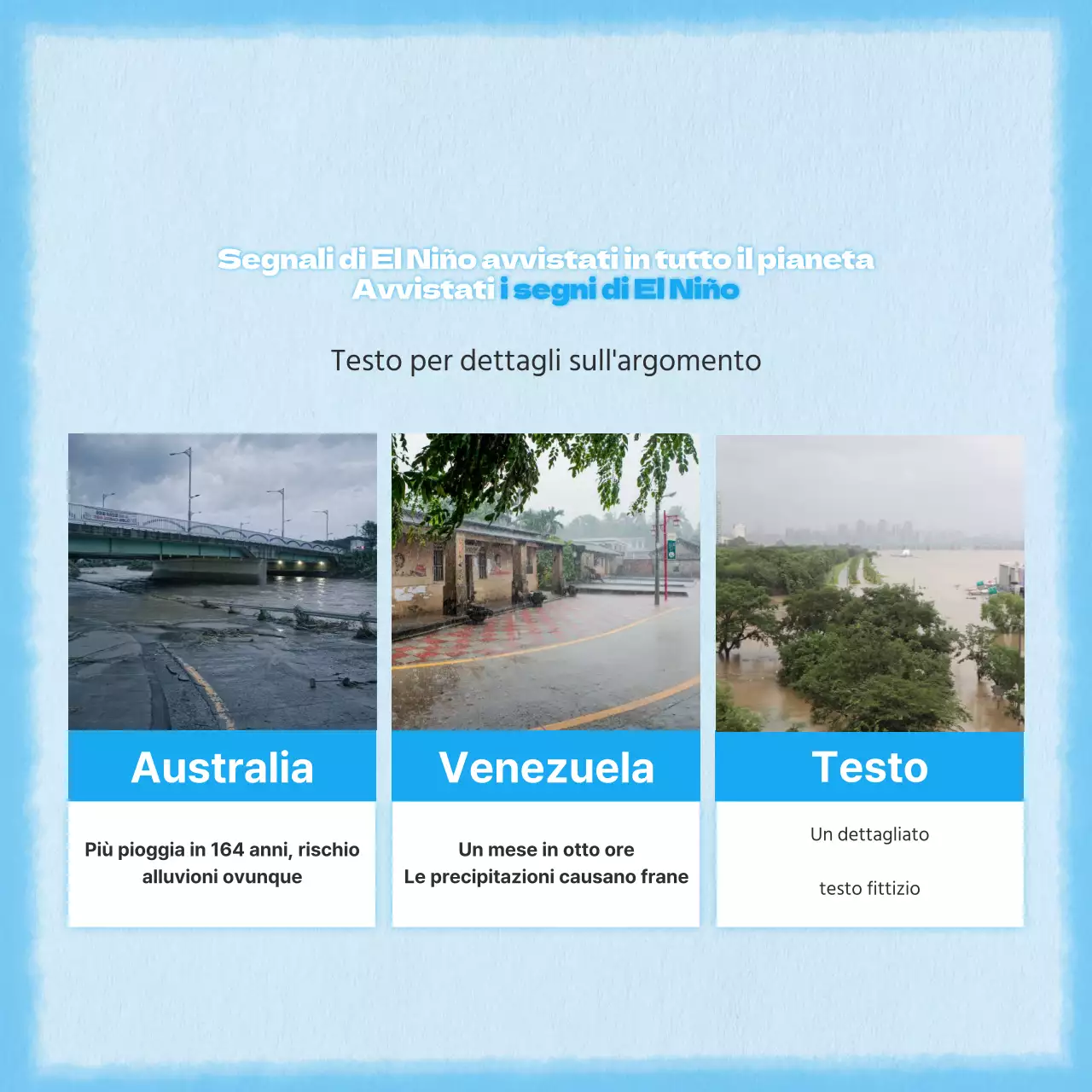 Un concetto semplice e carino in blu per il post di informazione sul clima