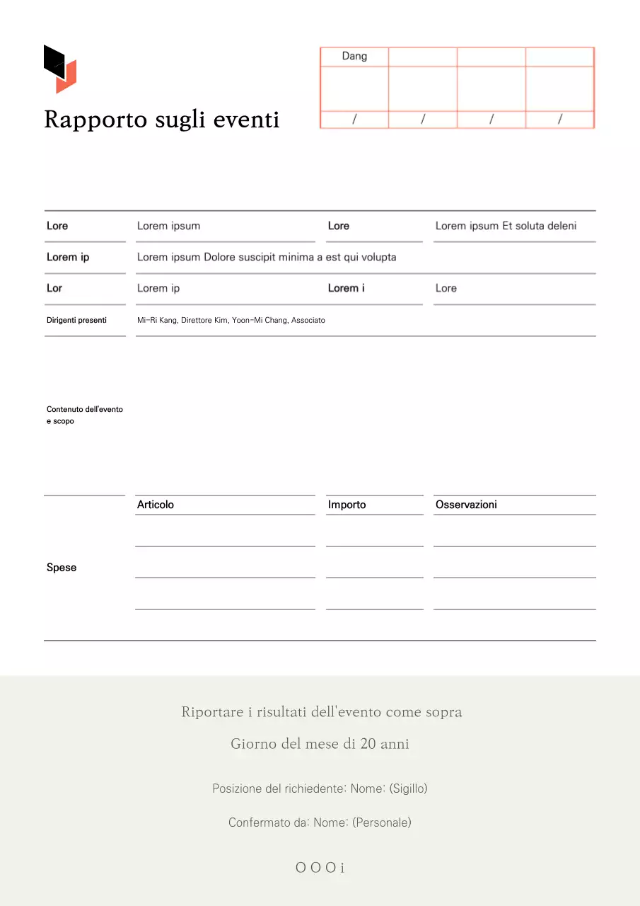 Rapporto pulito sui risultati degli eventi in bianco e beige