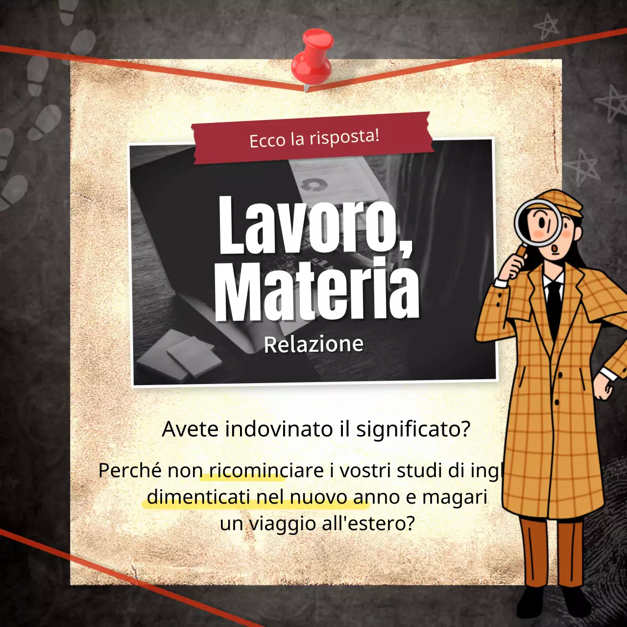 Modello di evento scolastico in lingua inglese come un diario di evento scuro