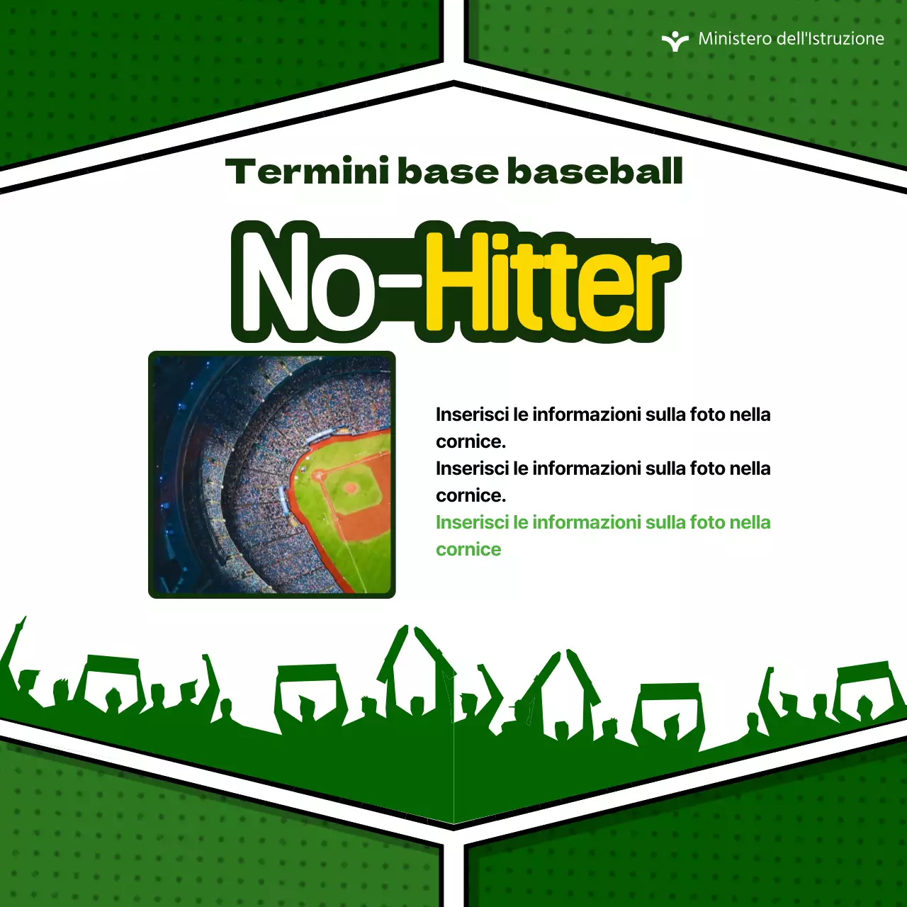 Fornisce informazioni su simpatici termini del baseball su uno sfondo verde.