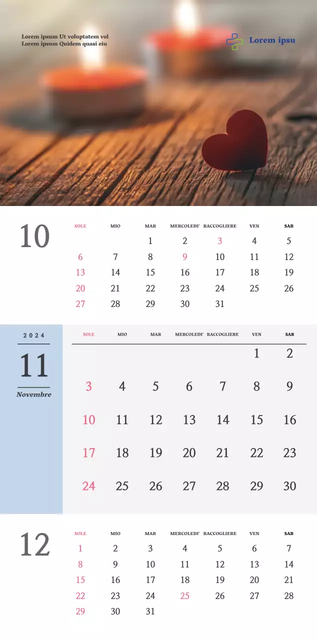 Calendario da parete della chiesa di semplice concezione in bianco e nero con foto religiose emozionali