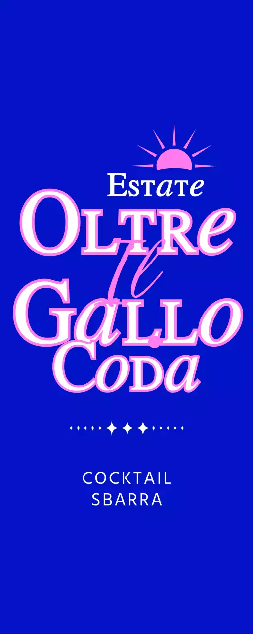 Promuovere un cocktail bar con l'illustrazione di un sole blu e rosa