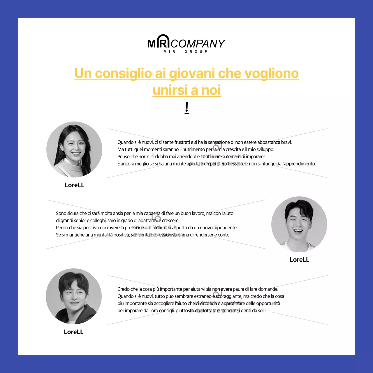 Concetto blu giallo biglietto di presentazione aziendale per i dipendenti notizie contenuti nei social media