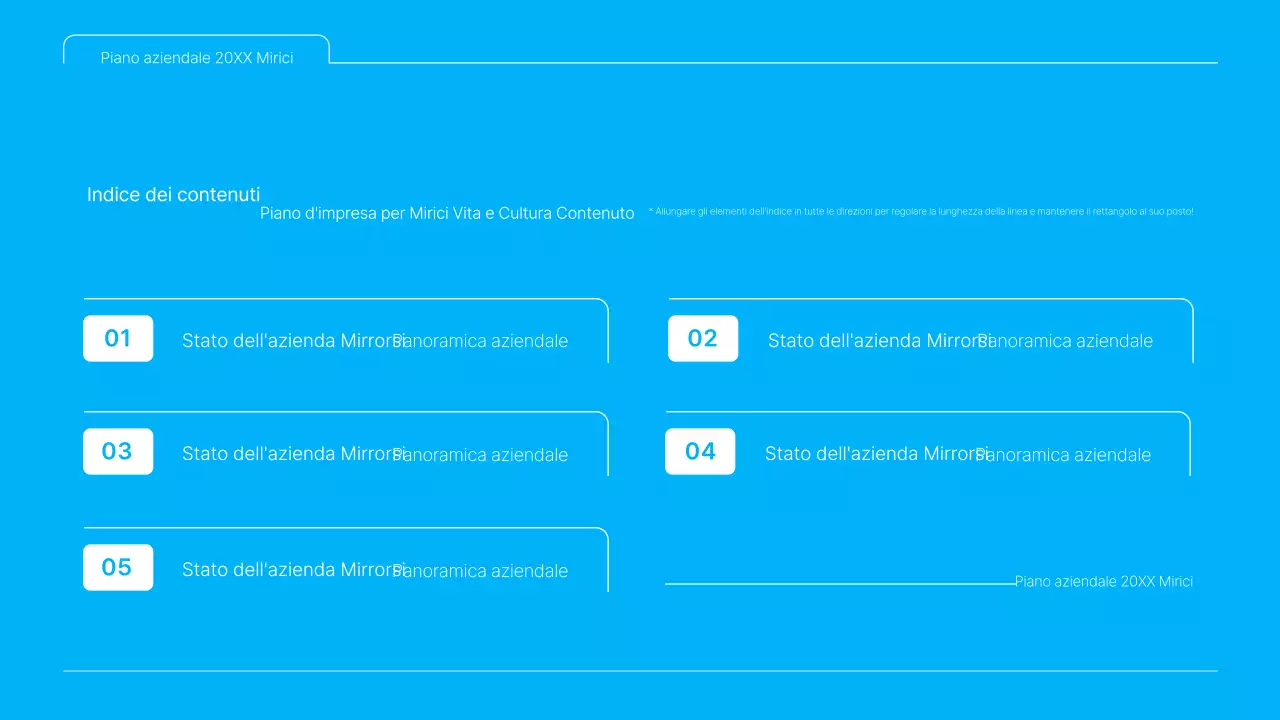 Una presentazione pulita del business plan dei contenuti culturali in bianco e blu